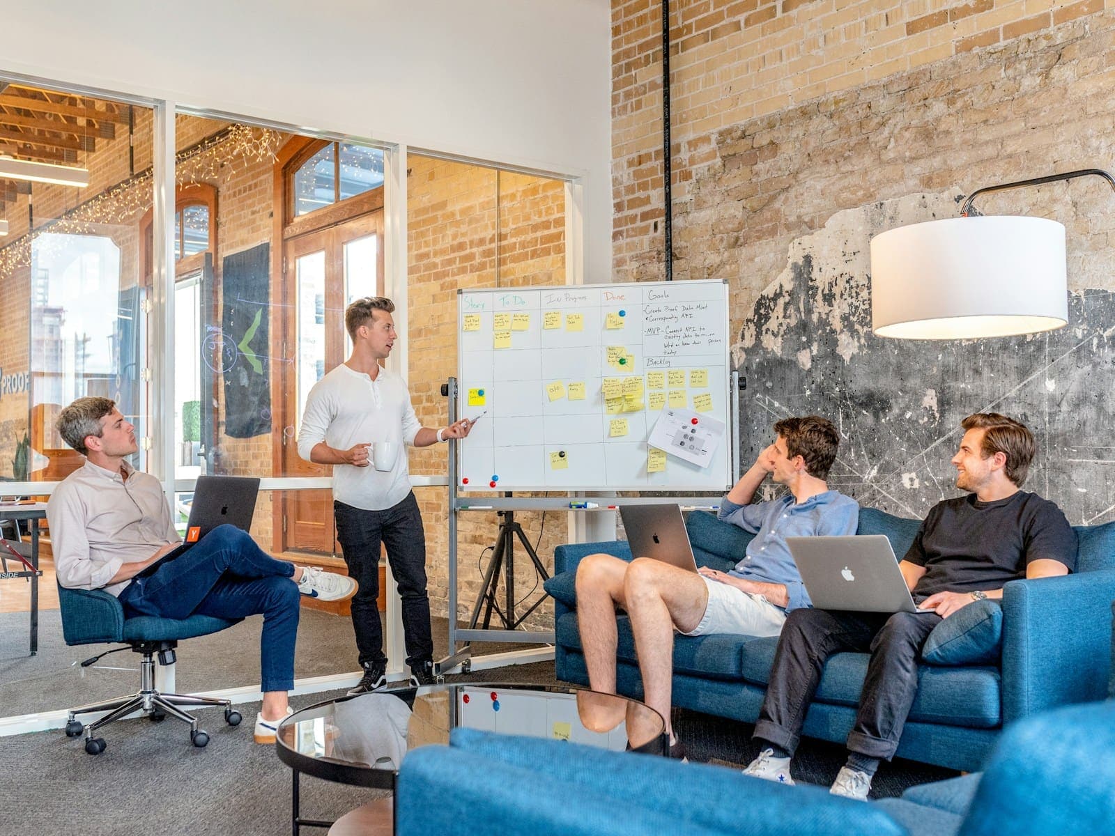 Team meeting in a modern office discussing business solutions
