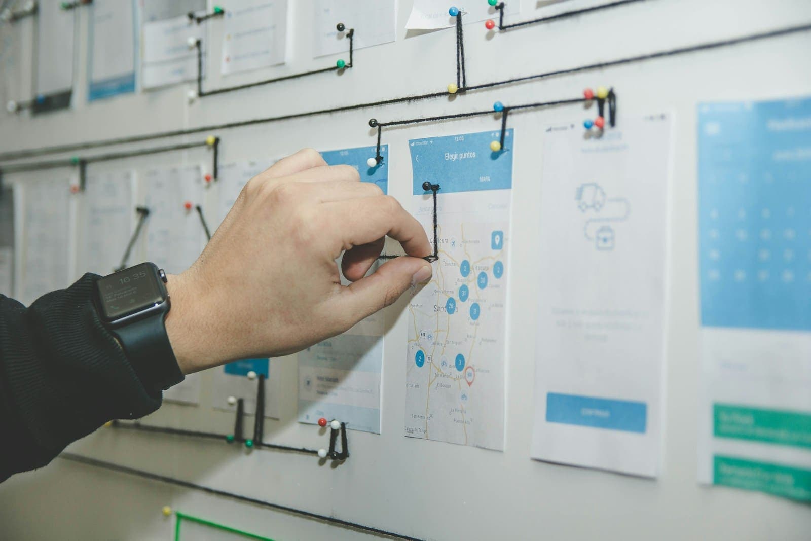 Workflow and process mapping board used to redesign and automate business operations